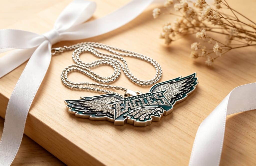 Philadelphia Football Wing Pendant Necklace 24 inch-Jewelry Gift for Football Fans